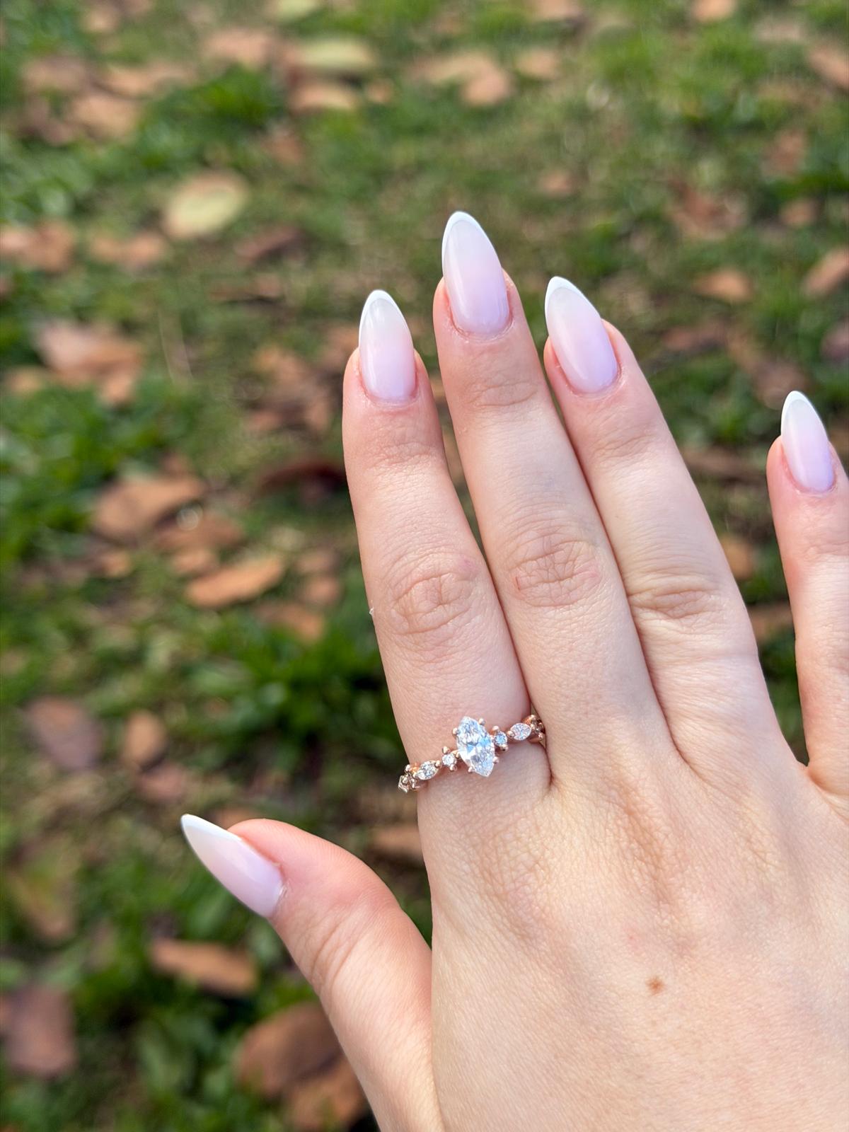 Marquise Diamond Halo Ring – 1 Carat Center | 14K Gold