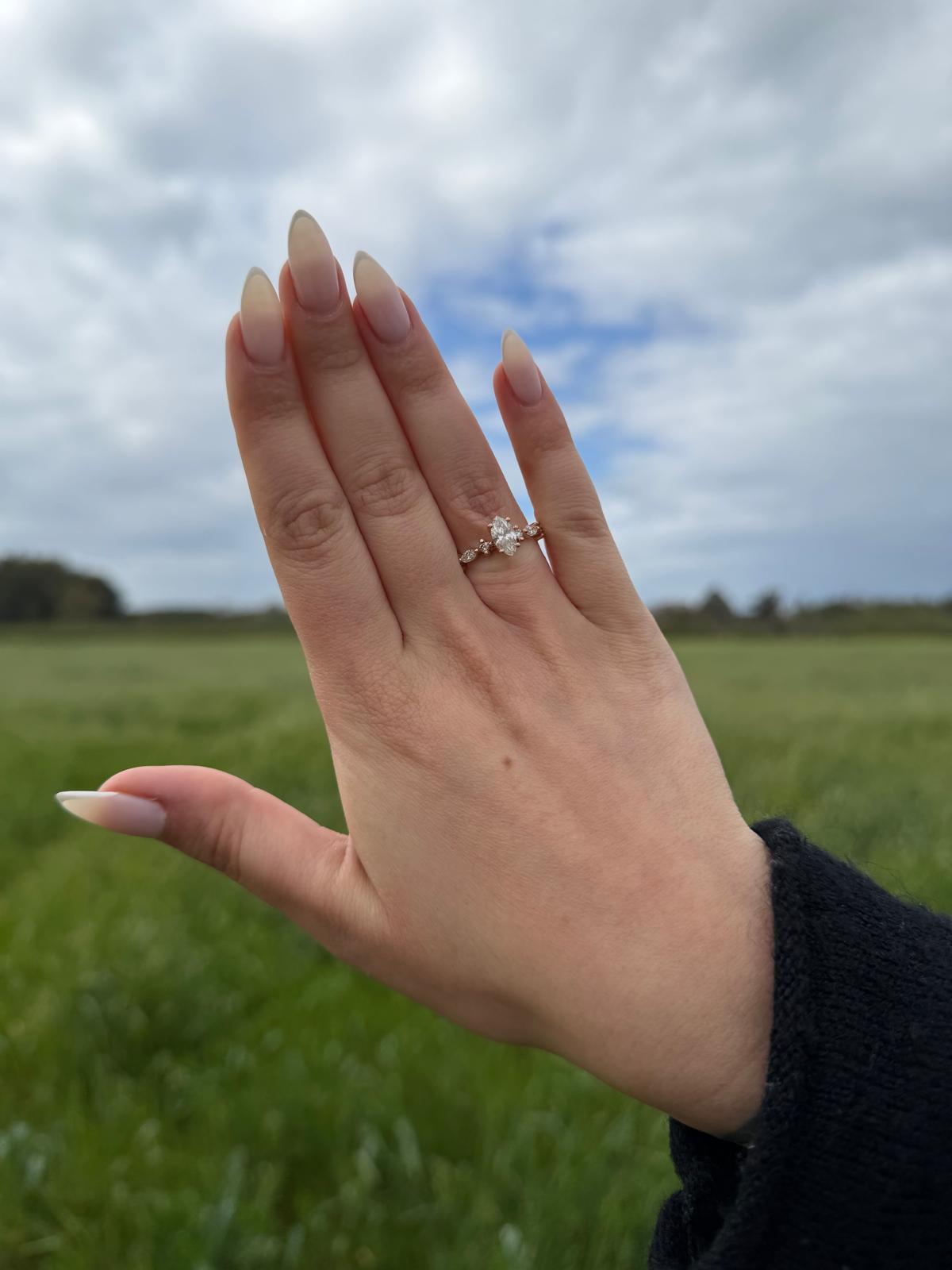 Marquise Diamond Halo Ring – 1 Carat Center | 14K Gold