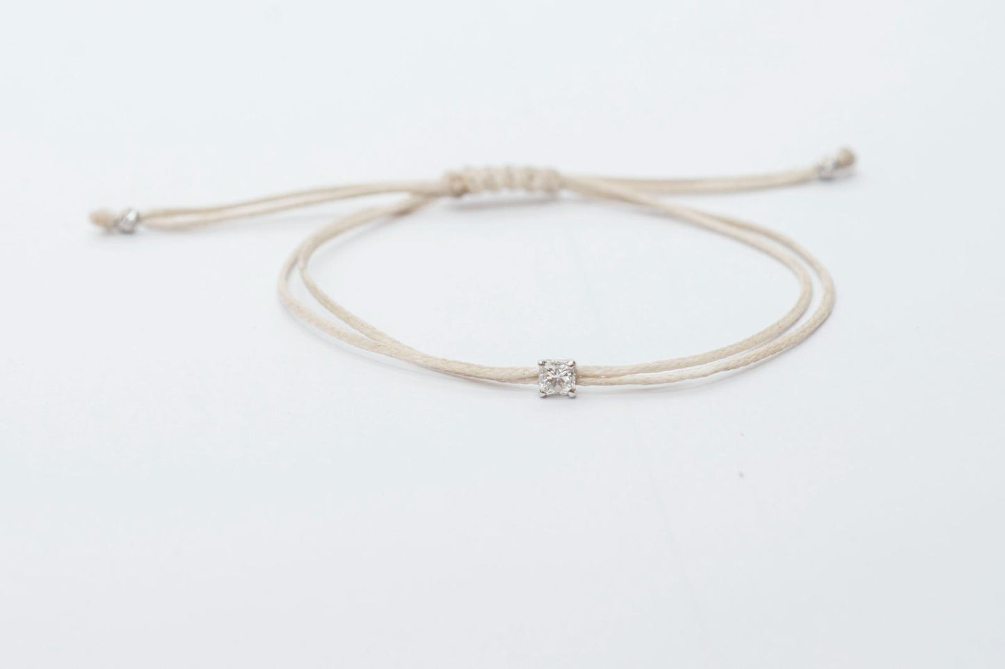 Elegant Beige Cord Bracelet with Lab-Grown Diamond | Luna Ray