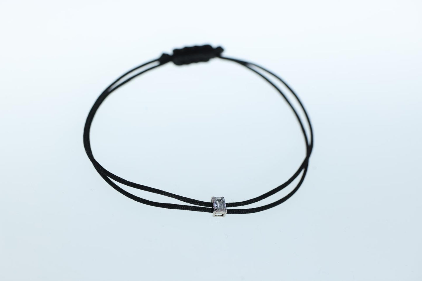 Elegant Black Cord Bracelet with Lab-Grown Emerald Diamond