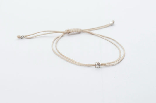 Elegant Beige Cord Bracelet with Lab-Grown Diamond | Luna Ray