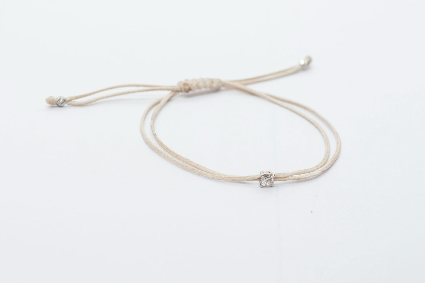 Elegant Beige Cord Bracelet with Lab-Grown Diamond | Luna Ray