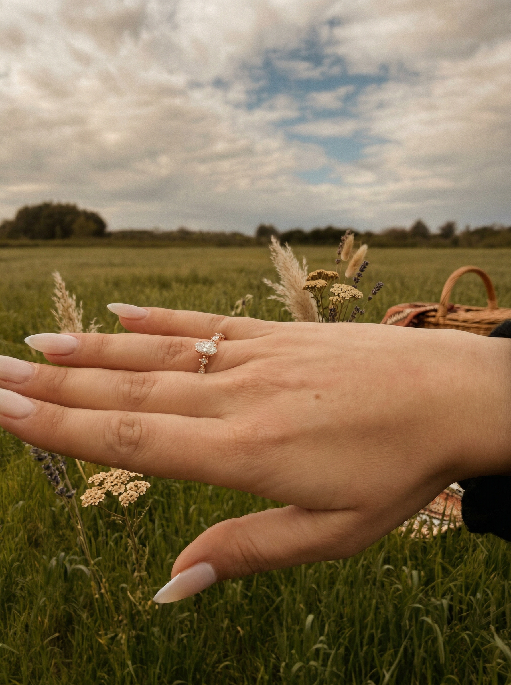 Marquise Diamond Halo Ring – 1 Carat Center | 14K Gold